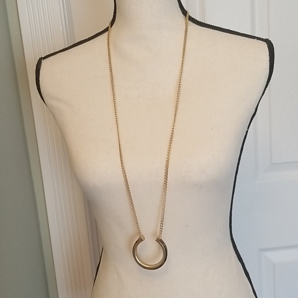 Long necklace faux gold and tortoise shell - Picture 2 of 8